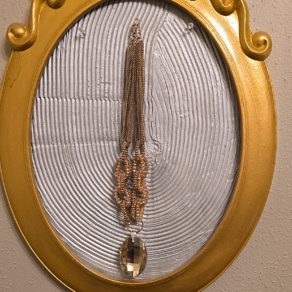Heavy Gold With Pink Chain Necklace with Pendant